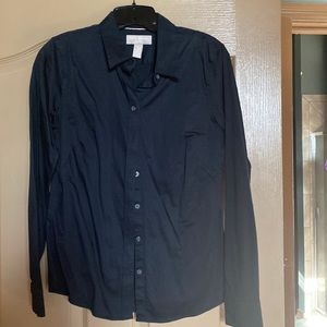 Banana Republic black button down top size 10